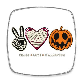 Halloween Peace Love Halloween Kürbis Skelett - Viereckiger Kühlschrankmagnet - Weiß - Vorne