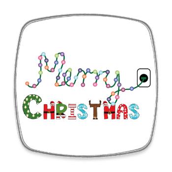 Christmas tree lights - Square fridge magnet - white - Front