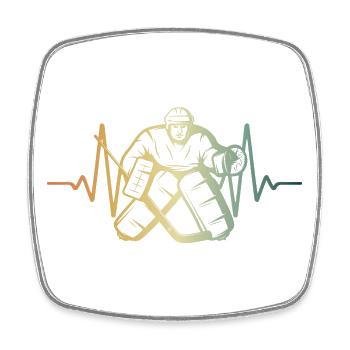 Herzschlag Torwart Eishockey EKG Puls - Viereckiger Kühlschrankmagnet - Weiß - Vorne