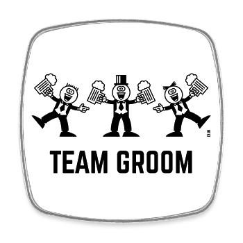 Team Groom (Stag Party / Caricature / Dance / 1C) - Square fridge magnet - white - Front
