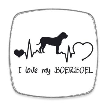 Boerboel mit Herzschlag - Viereckiger Kühlschrankmagnet - Weiß - Vorne