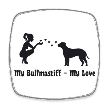 Bullmastiff mit Frau - Viereckiger Kühlschrankmagnet - Weiß - Vorne