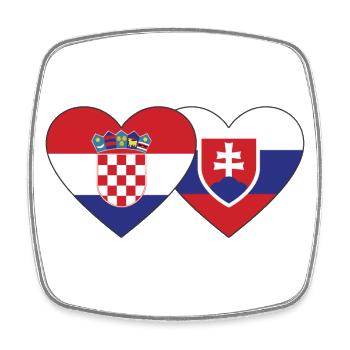 Kroatien Slowakei Flagge Herz - Viereckiger Kühlschrankmagnet - Weiß - Vorne