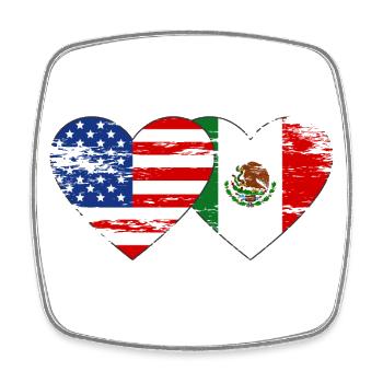Cœur de drapeau Meksiko des États-Unis utilisé - Magnet carré - blanc - Devant
