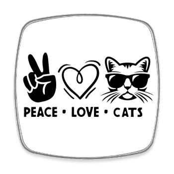 Peace Love Cats - Viereckiger Kühlschrankmagnet - Weiß - Vorne
