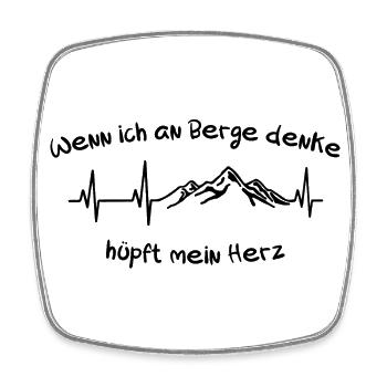 Wenn ich an Berge denke hüpft mein Herz - Berg - Viereckiger Kühlschrankmagnet - Weiß - Vorne