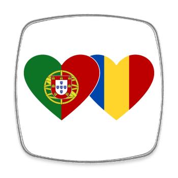 Portugal Roumanie Drapeau Coeur - Magnet carré - blanc - Devant