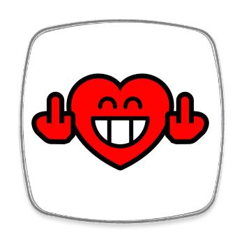 Emoticon Grin Heart with Stinkfingers (3c) - Viereckiger Kühlschrankmagnet - Weiß - Vorne