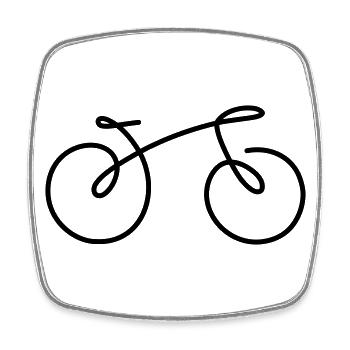 Vélo à roues de vélo (couleur changeable, personnaliser) - Magnet carré - blanc - Devant