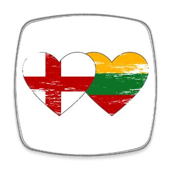 England Litauen Flagge Herzform used - Viereckiger Kühlschrankmagnet - Weiß - Vorne