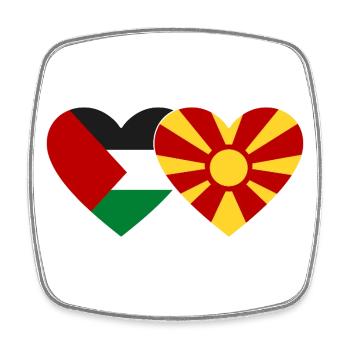 Palestine Macédoine Drapeau Coeur - Magnet carré - blanc - Devant