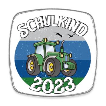 Traktor Schulkind 2023 Geschenkidee - Viereckiger Kühlschrankmagnet - Weiß - Vorne