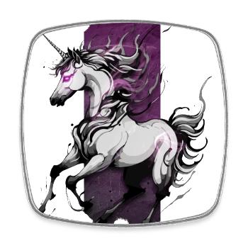 Ethereal Gallop: Running Unicorn - Square fridge magnet - white - Front