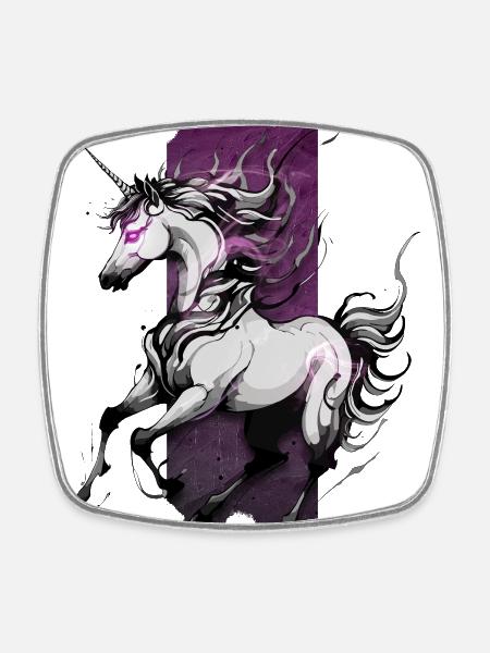 Galop éthéré : Licorne en cours d’exécution - Magnet carré - blanc