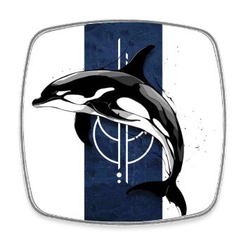 Ocean Monarch: Majestic Killer Whale - Square fridge magnet - white - Front