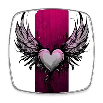 Celestial Embrace: Winged Valentine Heart - Square fridge magnet - white - Front
