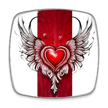 Seraphic Affection: Winged Heart - Square fridge magnet - white - Front