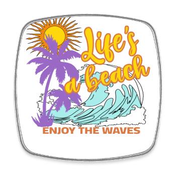 Life is a beach - Enjoy the waves - Square fridge magnet - white - Front