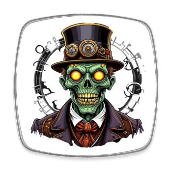 halloween steampunk zombie - Square fridge magnet - white - Front