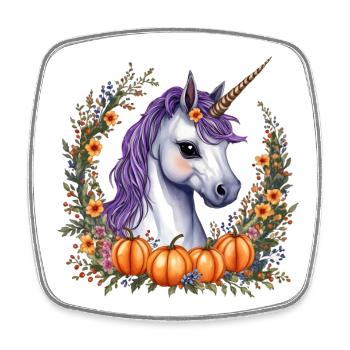 halloween pony - Square fridge magnet - white - Front