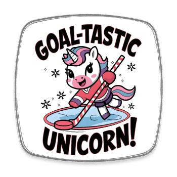 Goal-tastic Unicorn! - Square fridge magnet - white - Front