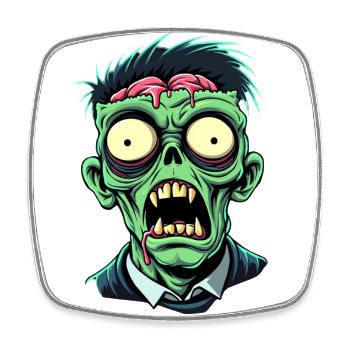 Zombie - Viereckiger Kühlschrankmagnet - Weiß - Vorne