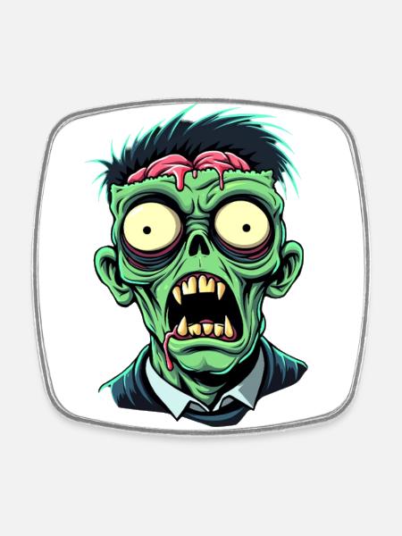 Zombie - Viereckiger Kühlschrankmagnet - Weiß