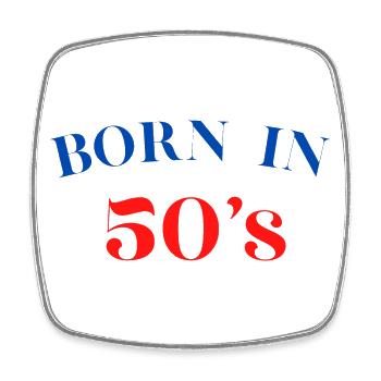 geboren in den 50er Jahren Geschenk Humor Geburtstag Geburt - Viereckiger Kühlschrankmagnet - Weiß - Vorne