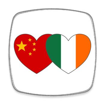China Ireland Flag Heart - Square fridge magnet - white - Front