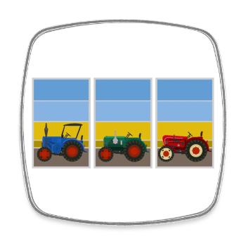 Retro Oldtimer-Traktoren - Viereckiger Kühlschrankmagnet - Weiß - Vorne