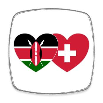 Kenia Schweiz Flagge Herz - Viereckiger Kühlschrankmagnet - Weiß - Vorne