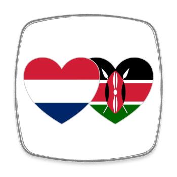 Holland Kenia Flagge Herz - Viereckiger Kühlschrankmagnet - Weiß - Vorne