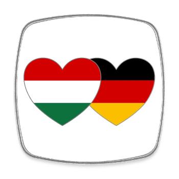 Hongrie Allemagne Drapeau Coeur - Magnet carré - blanc - Devant