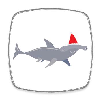 Christmas hammerhead shark - Square fridge magnet - white - Front