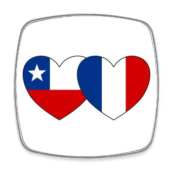 Chile Frankreich Flagge Herz - Viereckiger Kühlschrankmagnet - Weiß - Vorne