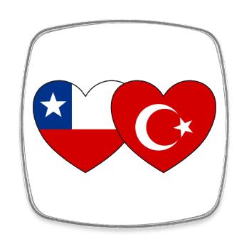 Chile Türkei Flagge Herz - Viereckiger Kühlschrankmagnet - Weiß - Vorne