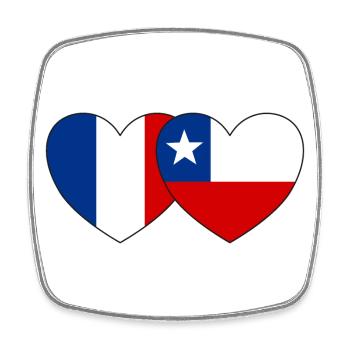 Frankreich Chile Flagge Herz - Viereckiger Kühlschrankmagnet - Weiß - Vorne