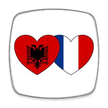 Albanien Frankreich Flagge Herz - Viereckiger Kühlschrankmagnet - Weiß - Vorne