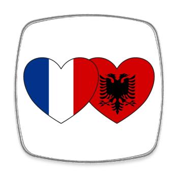 France Albanie Flag Coeur - Magnet carré - blanc - Devant