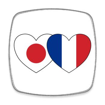 Japan Frankreich Flagge Herz - Viereckiger Kühlschrankmagnet - Weiß - Vorne