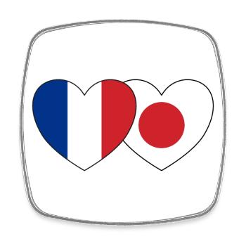 France Japan Flag Heart - Square fridge magnet - white - Front
