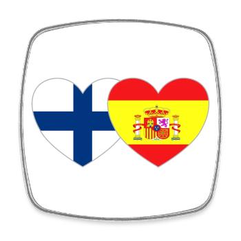 Finland Spain Flag Heart - Square fridge magnet - white - Front