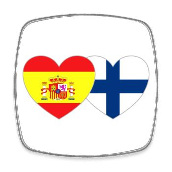 Spanien Finnland Flagge Herz - Viereckiger Kühlschrankmagnet - Weiß - Vorne