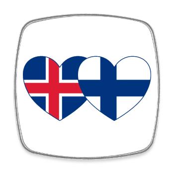 Islande Finlande Flag Coeur - Magnet carré - blanc - Devant