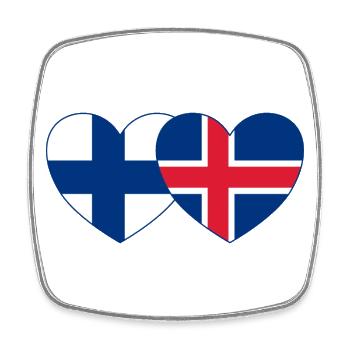 Finnland Island Flagge Herz - Viereckiger Kühlschrankmagnet - Weiß - Vorne