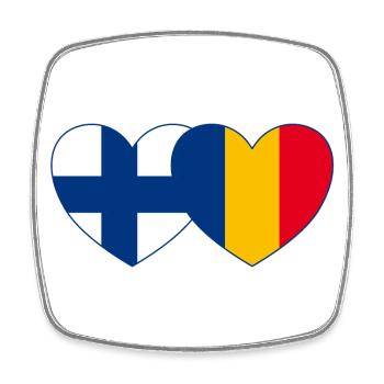 Finland Romania Flag Heart - Square fridge magnet - white - Front