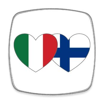 Italien Finnland Flagge Herz - Viereckiger Kühlschrankmagnet - Weiß - Vorne