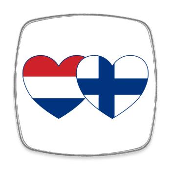 Holland Finland Flag Heart - Square fridge magnet - white - Front