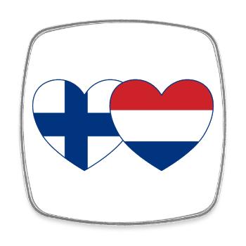 Finland Holland Flag Heart - Square fridge magnet - white - Front