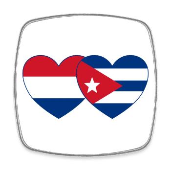 Cœur de drapeau de Cuba de Hollande - Magnet carré - blanc - Devant